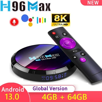 H96 מקס RK3528 Smart TV Box Android 13 TVBox 4G 32G 64G WiFi6 5G Dual Wifi 4K 8K Google Voice, העוזרת Media Player Set Top Box